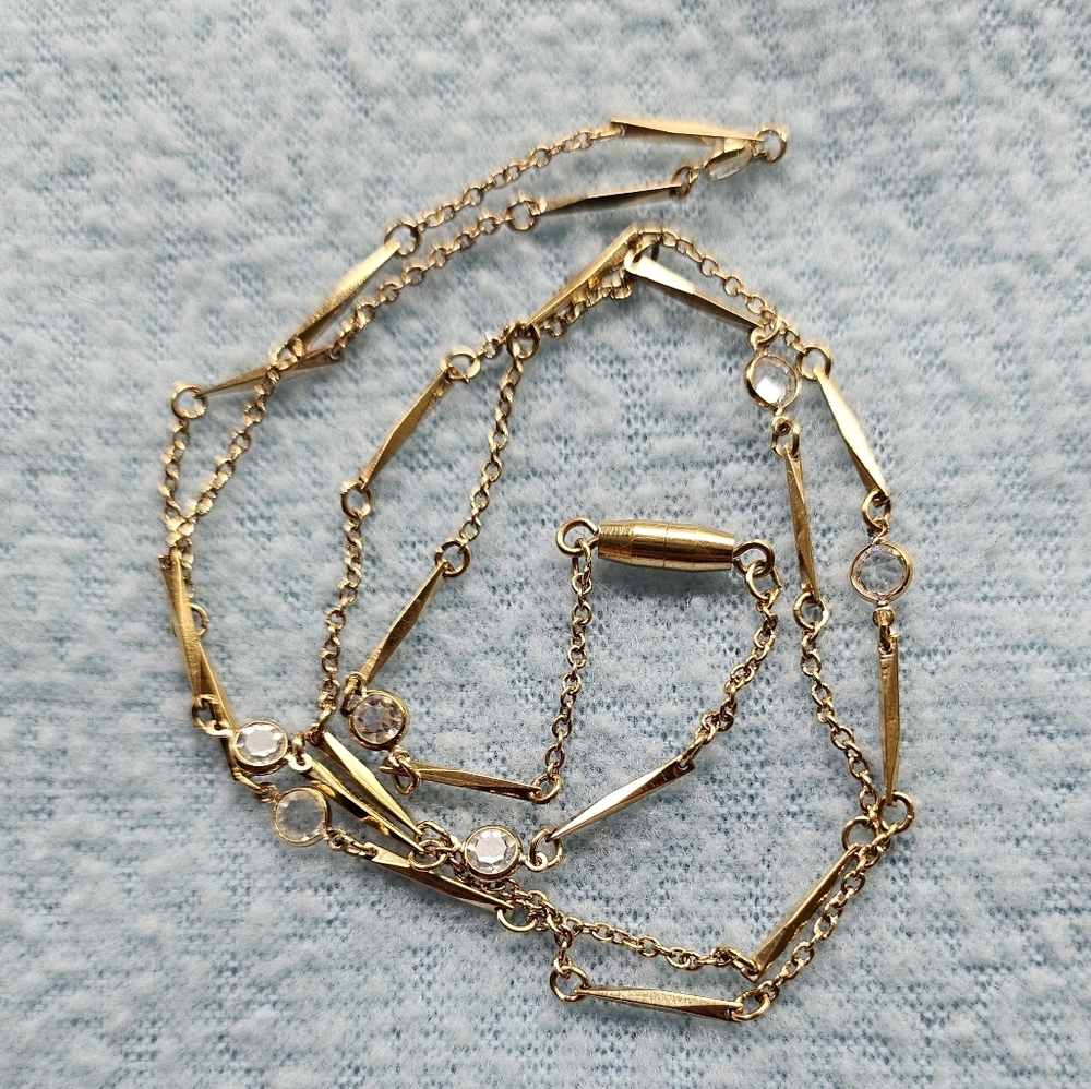 Vintage Avon Simulated  Diamond Accent Crystal Necklace, Retro, Goldtone